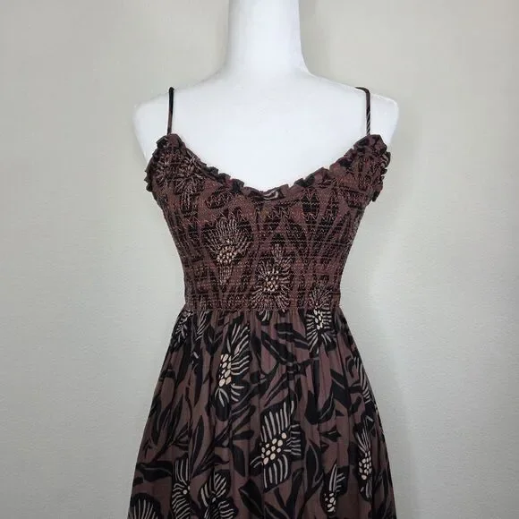 Free People Sweet Nothing Midi/Maxi Dress Women Med Brown Patina Combo Vacation - Picture 7 of 15